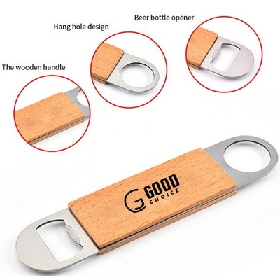 Wooden Handle Stainless Steel Beer Bottle Opener