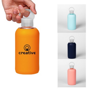 17Oz Silicone Sleeve Heat Resistant Glass Water Bottle