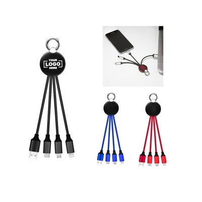 3-in-1 Triplet Charging Cable LED Light Up Logo with Keychain