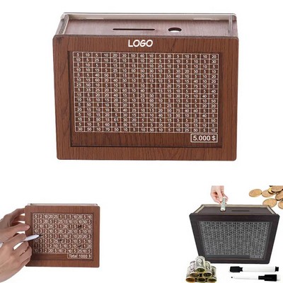 Cash Vault Wooden Money Savings Box