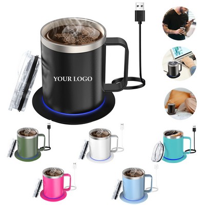 Stainless Steel Smart Heated Coffee Mug Warmer Set