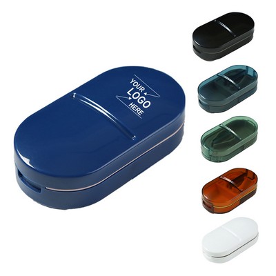 Portable 2-in-1 Pill Box and Tablet Cutter