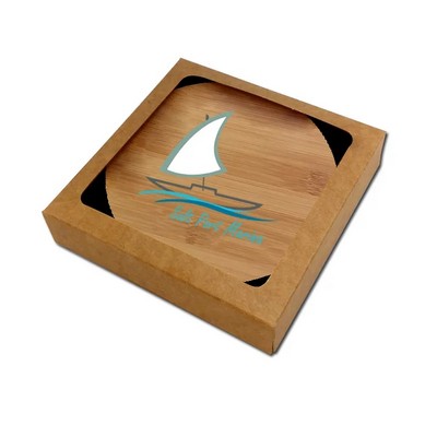 Ultra Vivid Bamboo Wood Coaster Set of 2