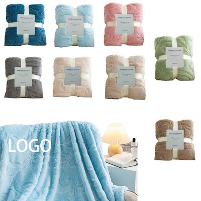 Customizable Home Warm Plush Jacquard Blanket