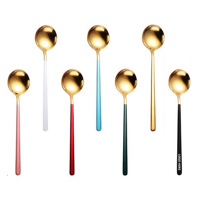 7.67 Inch Dual Color Golden Spoon With Round Head