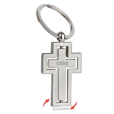 Alloy Rotatable Cross Keychain