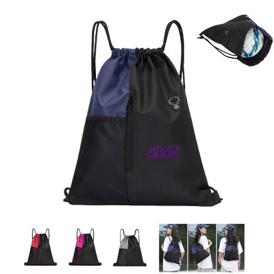 Drawstring Backpack Sports Gym Bag with Water Bottle Mesh Pocket