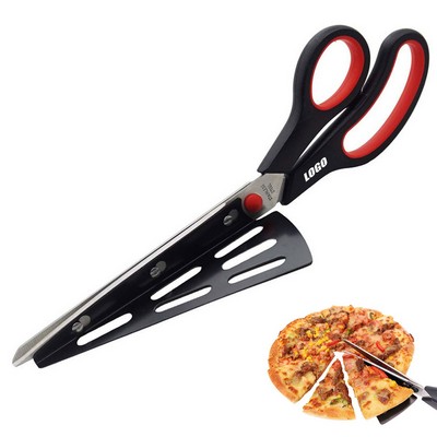 Pizza Scissors with Side Spatula and Ergonomic Handle