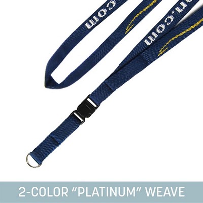 1/2" Woven Detachable Lanyard w/ Split Ring - "Platinum" Weave