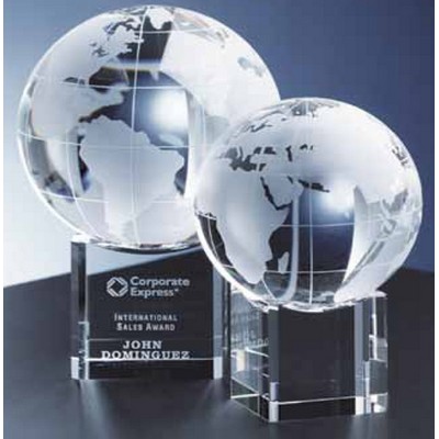 Rotating Crystal Globe Award On Base (3 1/8"x4¾")