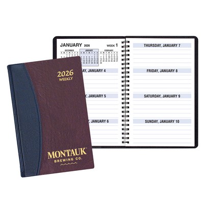 Large Print Weekly Desk Planner w/ Carriage Vinyl Cover