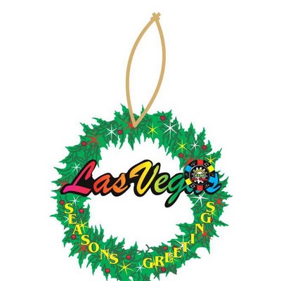 Vegas w/ Poker Chip Promotional Wreath Ornament w/ Black Back (6")