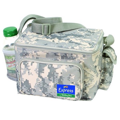 Digital Camo 6 Pack Cooler w/ Bottle Holder & Cell Phone Pouch