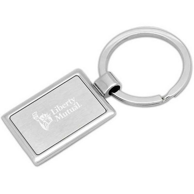 Rectangle Key Chain in Dual Tone Silver Finish