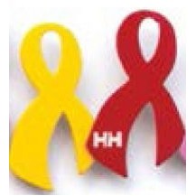 Stock Pink & Yellow Awareness Ribbon Aluminum Pins