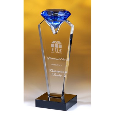 Blue Diamond Tower Optic Crystal Award (3¾"x10")