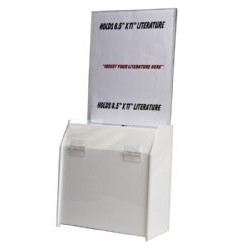 White Locking Ballot/ Suggestion Box W/ Ad Holder