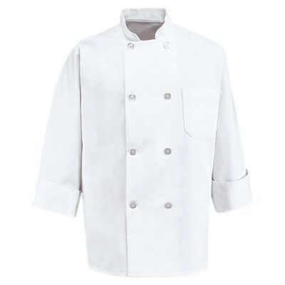 Red Kap™ Unisex White Eight Pearl Button Chef Coat - White