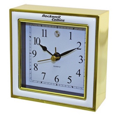 Alarm Clock w/White Enamel & Gold Case