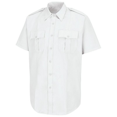 Men's New Dimension® Stretch Poplin Shirt w/Short Sleeve - White