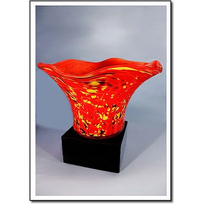 Montserrat Splash Art Glass Bowl w/ Marble Base (4"x8.25")