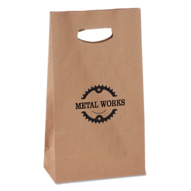 Natural Kraft Die Cut Handle Paper Bag - 1C1S (7 1/8"x3 ¼"x10 ¾")