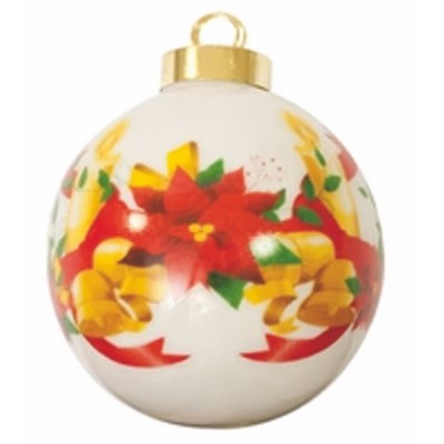 Poinsettia Ceramic Sublimation Ball Ornament