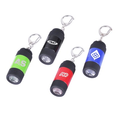 Compact Stout Super Bright Flashlight w/ Rubber Texture Trim & Key Chain