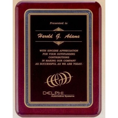 Rosewood Piano Finish Plaque with Black Florentine Border Plate , 7 x 9"