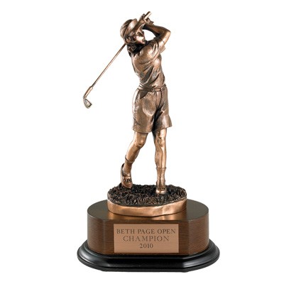 12" Antique Bronze Electroplated Female Golf Trophy