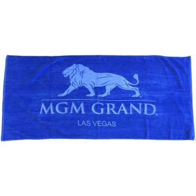 Royal Blue Terry Velour Beach Towel (32"x64")