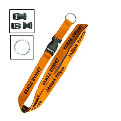 1/2" Polyester Lanyard W/ Metal Split Ring & Snap Buckle Release