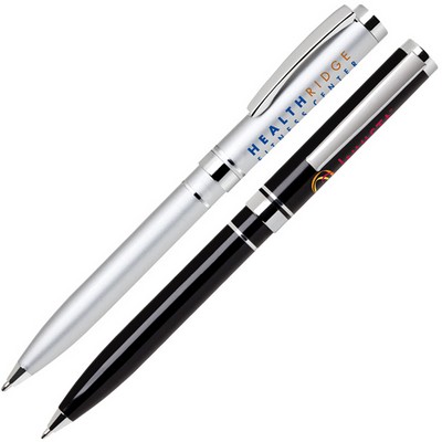 Twist Action Aluminum Ballpoint Pen w/ Chrome Accents