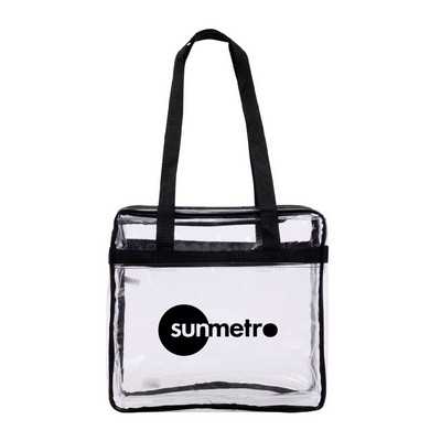 Clear PVC Reusable Stadium Zipper Tote w/ Handles & Pockets