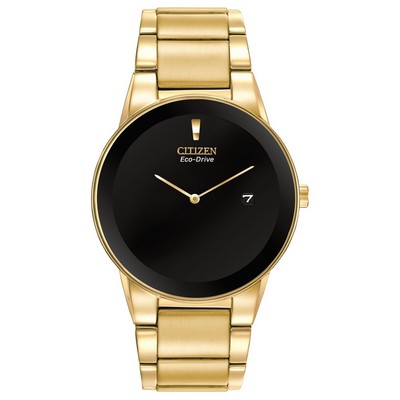 Citizen® Eco-Drive Men's Gold-tone Watch w/ Black Dial & Gold-tone Hands