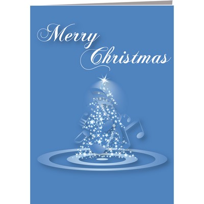 Blue Tree With Music Notes Greeting Card