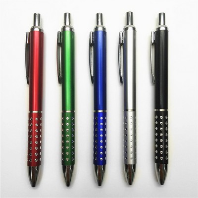 Plastic Ballpoint Silver Dots Pen w/Aluminum Tube