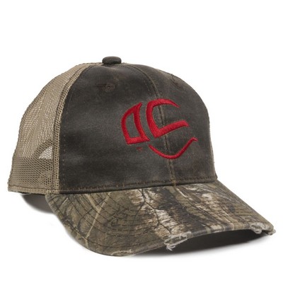 Weathered Cotton Cap w/Mesh Back & Camo Visor