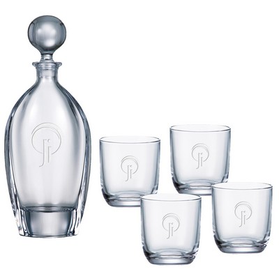 Orbit Tall Decanter (24 oz.) with Four Matching (10.5 oz.) Orbit Rocks Glasses (5 Piece Set)