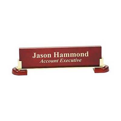 Rosewood Piano Finish/Metal Name Bar, 12-1/2"L x 3-1/4"H