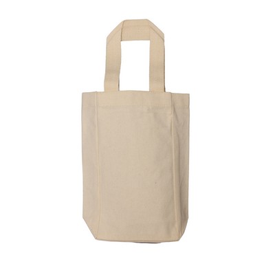 Canvas Double Bottle Wine Tote - blank (5.5" x 10.5" x 3")