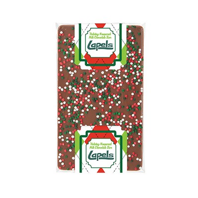 1 Oz. Elegant Belgian Chocolate Bar w/ Holiday Nonpareil Sprinkles