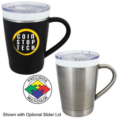 12 Oz. Stainless Vacuum Double Wall CeramiSteel Desk Mug w/Drink Through Lid (Screen Printed)