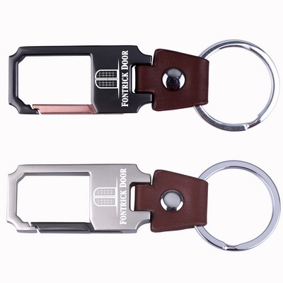 Elegant Metal Leather Keychain