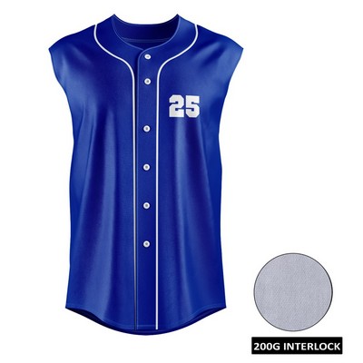 Men's and Kids' Sublimation Full-Button Sleeveless Baseball Jersey - Interlock