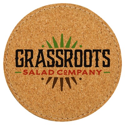 4" Round Stitched Cork Coaster