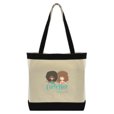 Stylish Two Tone Tote Bag with Contrasting Handles/Gusset - Full Color Transfer (16" x 14.5" x 4")