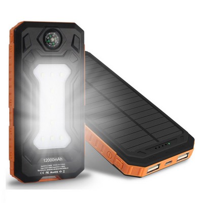 Solar Energy Flashlight Power Bank with Compass