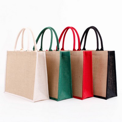 Laminated Jute Bags w/ Colored Sides and Handles