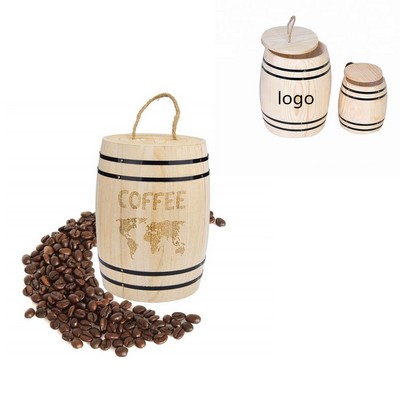 Wooden Durable Pen Holder Coffee Barrel